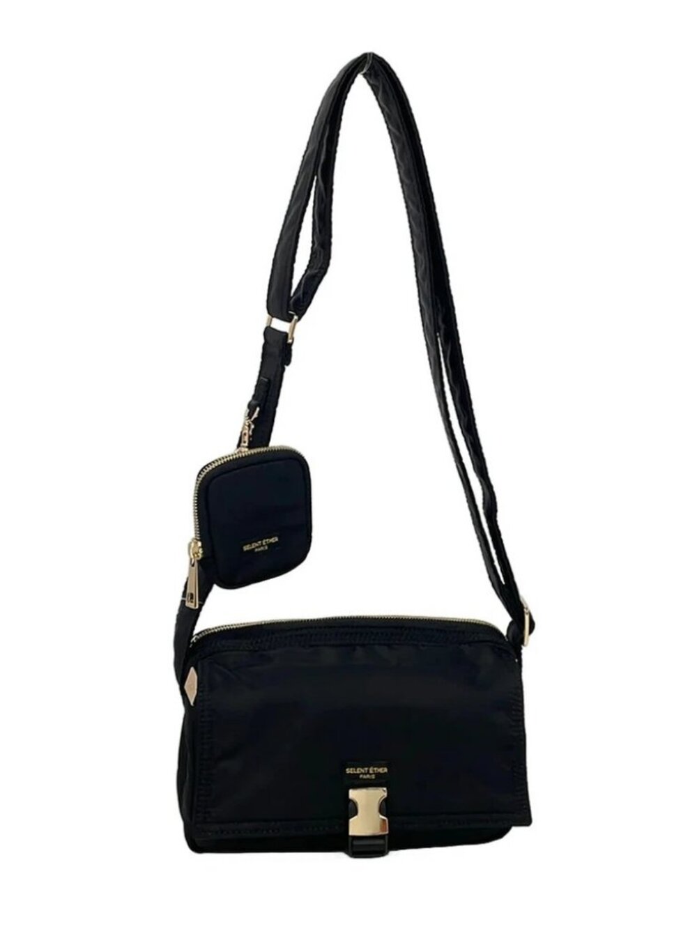 SELENT ETHER Black Nylon Shoulder Bag